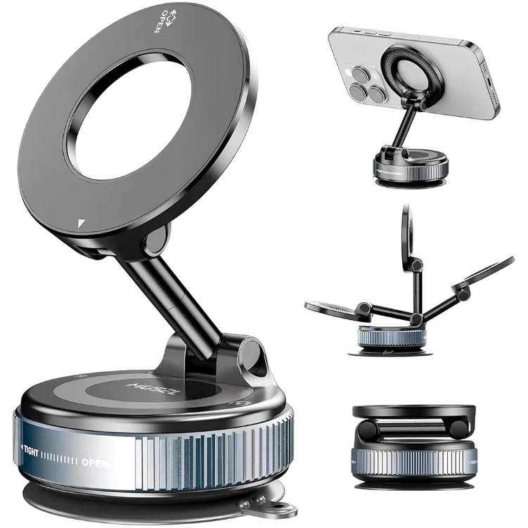 Vacuum Car Holder, Super Strong magnetic phone holder, Easy Phone Mount, Multi-Function Car Phone Holder, Easy-Moving mobile holder, 360 Rotation Universal car mobile magnetic. (MX-MH204)