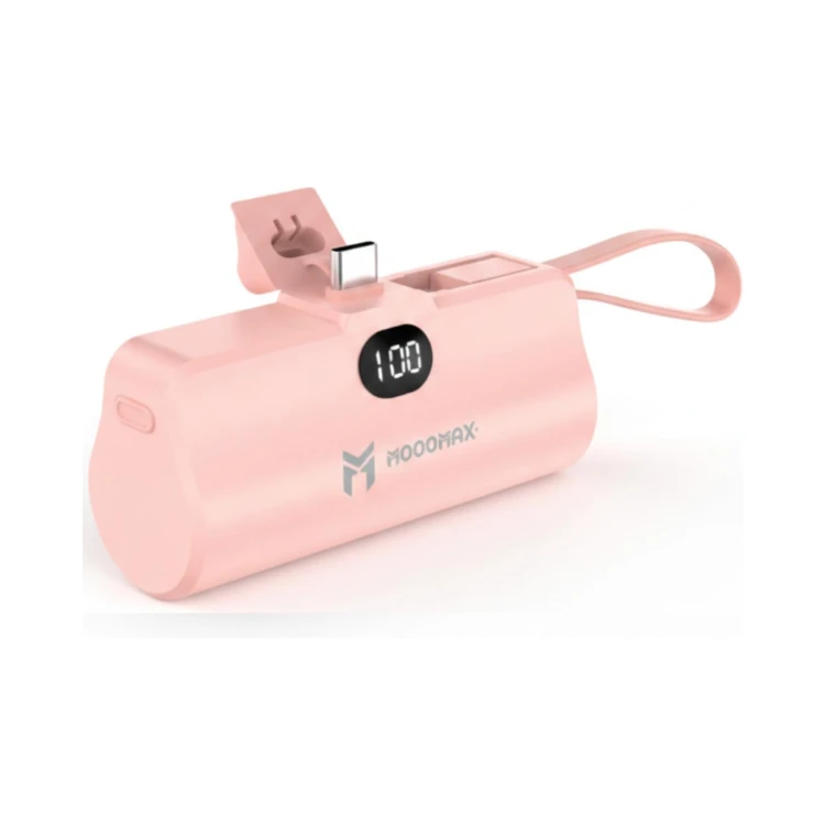 Power Bank [5,000mAh] [20W] Mini Portable Charger – Built-In Foldable [1 x USB-C Connector & 1 For Lightning Connector] Compact and Portable Charger - LED Display - For iPhone, iPad, AirPods