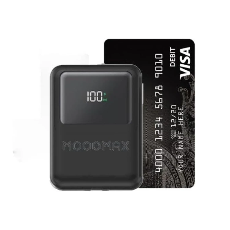 Power Bank Wireless - 10,000 mAh - PD 22.5W Type C Fast Charging Port - 15W Magnetic & For Magsafe Power - Ultra-Small Card Size Portable Charger - Digital Display - Built-in Lightning & Type-C Cables
