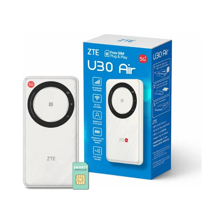 ZTE U30AIR 5G Pocket Wi-Fi Router - 5G High Speed Connectivity, Dual Band Wi-Fi, Streaming and Smooth Gaming, Easy Setup, Portable, Supports Multiple Devices
