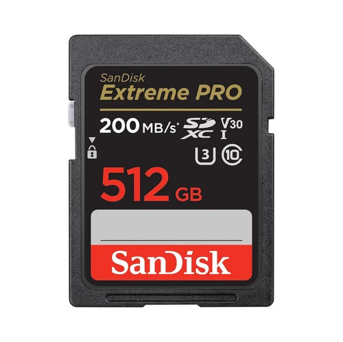 SanDisk 512GB Extreme PRO SDXC UHS-I Memory Card - C10, U3, V30, 4K UHD, SD Card - SDSDXXD-512G-GN4IN, Dark gray/Black