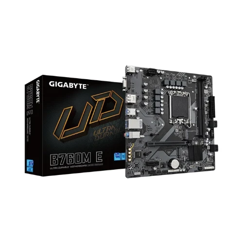 GIGABYTE B760M E Motherboard - Supports 14th Gen Intel Core Processors, 6+1+1 Phase VRM, up to 7200MHz DDR5 (OC), 2xPCIe 4.0 M.2, 1GbE LAN, USB 3.2 Gen 1
