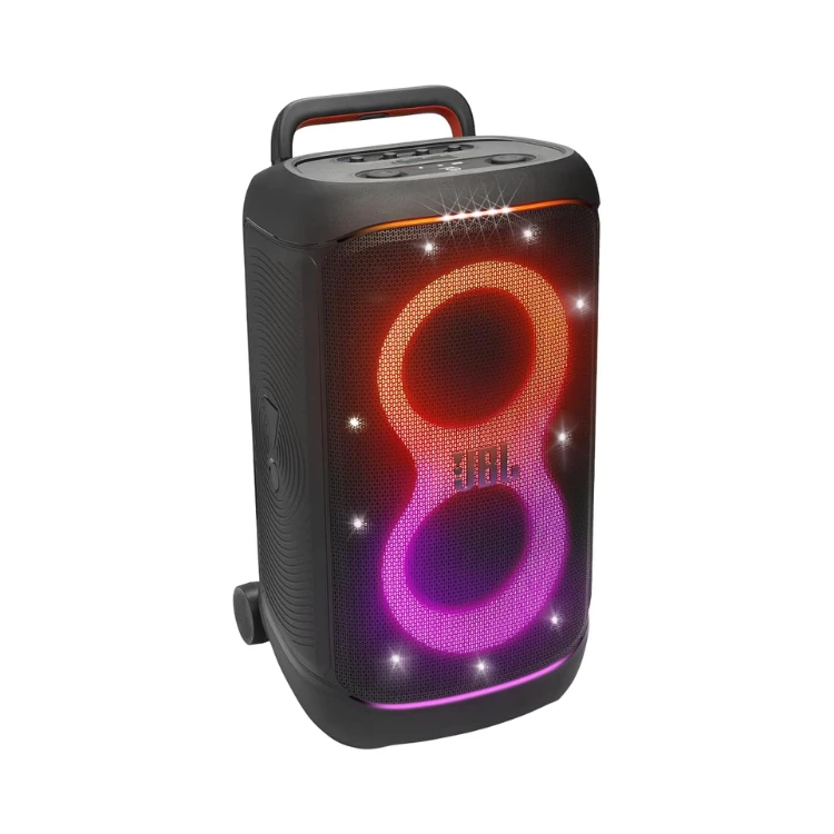 JBL PartyBox 520 Portable Bluetooth Party Speaker with AI Sound Boost, 400W Powerful Sound, Dynamic Light Show, 15H Playtime, Mic & Guitar Inputs, IPX4 Splashproof, Telescopic Handle & Wheels – Black