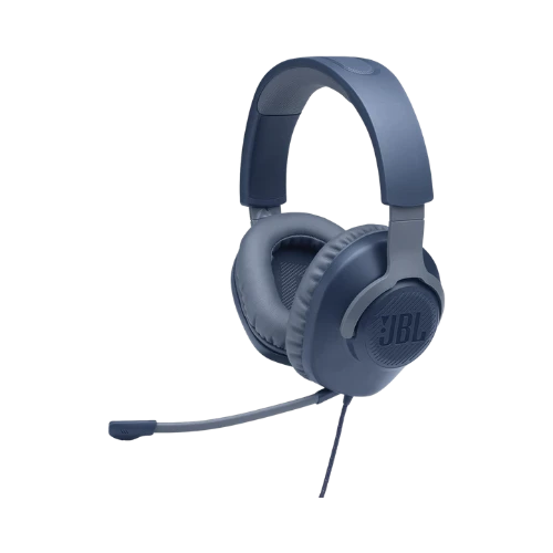 JBL Quantum 100 Wired Over-Ear Gaming Headset with a Detachable Voice-Focus Boom Mic, QuantumSOUND Signature, Lightweight Headband, Memory Foam Ear Cushion, PC and Gaming Console Compatible - Blue