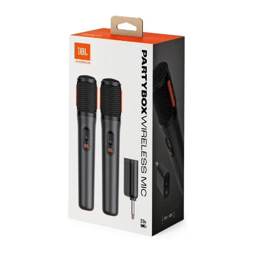 JBL PartyBox Wireless Mic Set of 2/2.4 GHz Digital Wireless Digital/Unidirectional Dynamic Microphone/Effective Distance Up to 98.8 ft (30 m) / Black JBLPBWIRELESSMIC